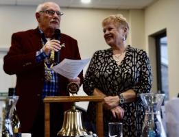 President Peter inducting new member  Sue Birch